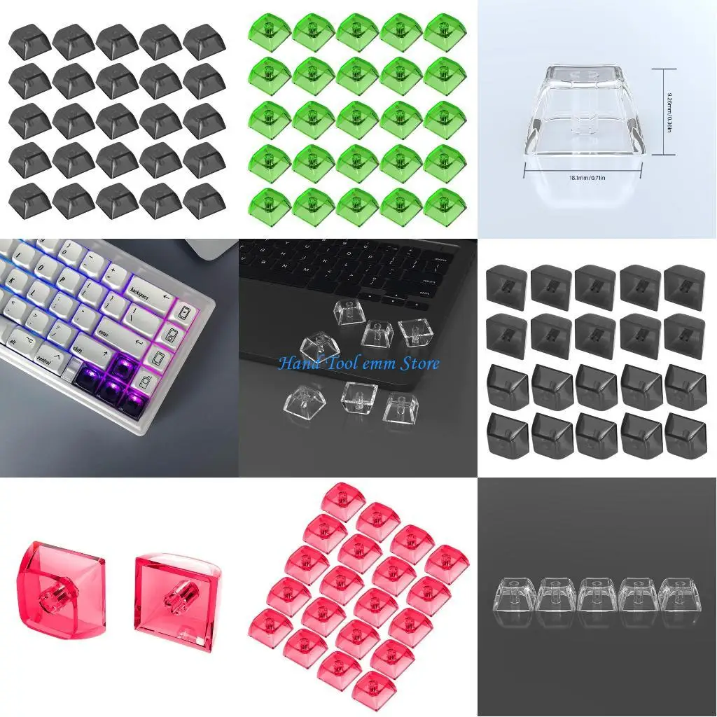 

H37F 20Pcs Transparents PC Keycaps XDA Height 1U 1X Mechanical Keyboards Keycaps Blank Backlit Keycaps for Switches