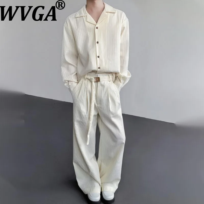 

Новинка Весна-Лето: Мужской комплект в корейском стиле — модный полосатый лонгслив и прямые брюки. Элегантный повседневный костюм из двух предметов W21608.