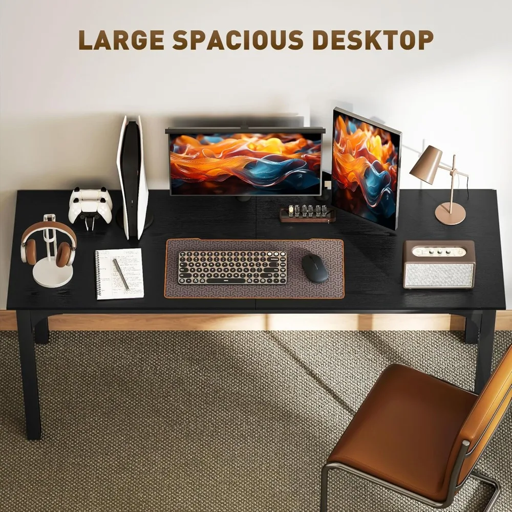 현대적이고 단순한 대형 컴퓨터 책상, 71인치 길이의 2인용 홈 오피스 책상, 홈 오피스용 다목적 컴퓨터 테이블