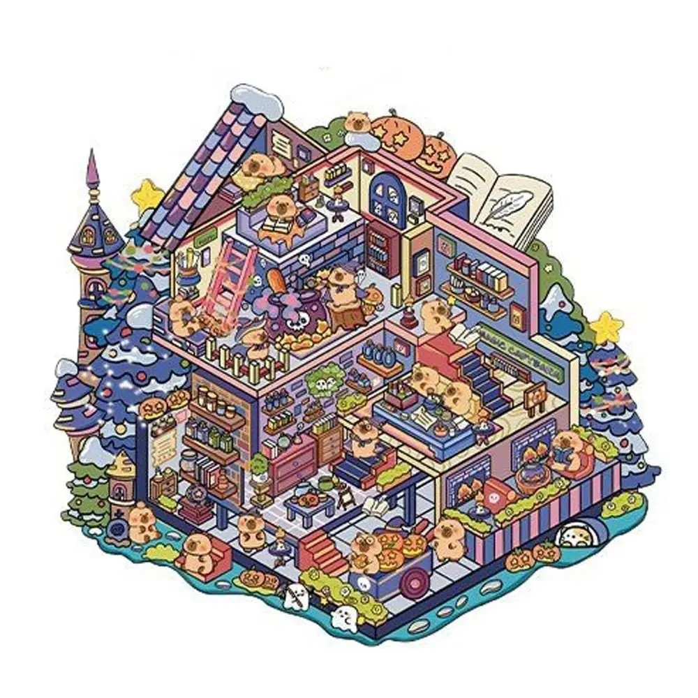 New PET 3D Landscaping Stickers Cartoon Visual Stacking Visual Stacking Stickers DIY Capybara Miniature Scene Sticker Gift