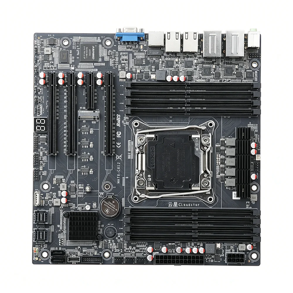 Cloud Star C612-8P M-ATX LGA2011-3 8 DDR4 Slots Support ECC RECC RAM M.2 NVMe Quad 2.5G LAN BMC PCIe 3.0 NAS Mainboard