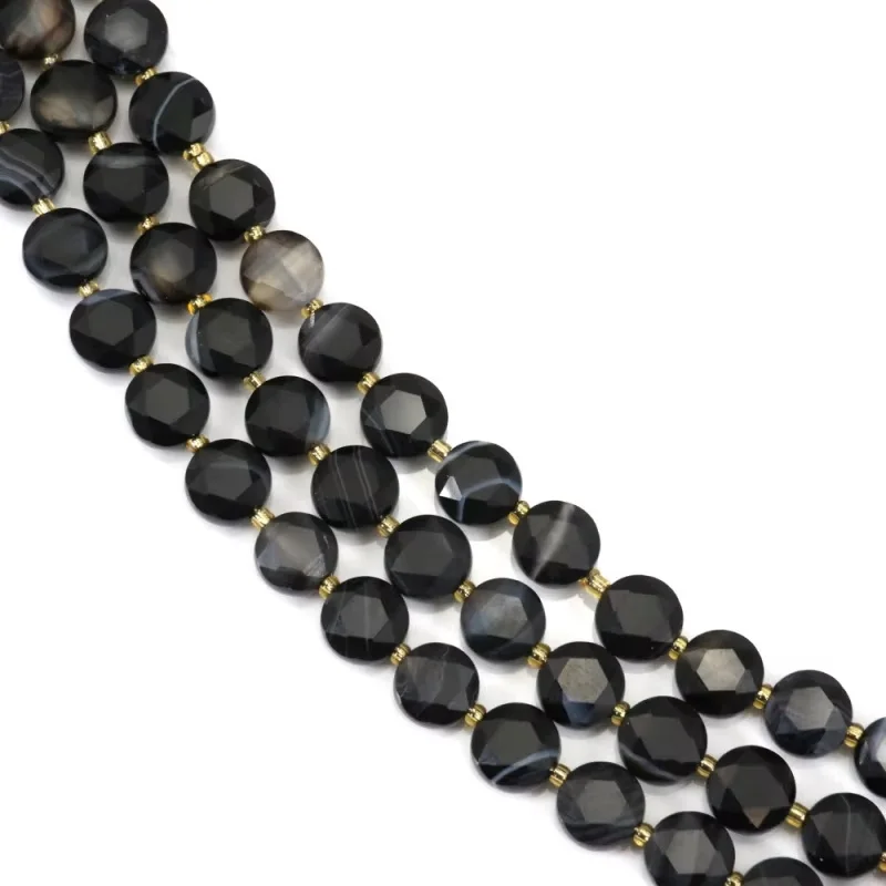 

Полосатые бусины из черного агата, граненые плоские круглые бусины 8 мм для изготовления ювелирных изделий, браслетов, ожерелья, сережек «сделай сам»