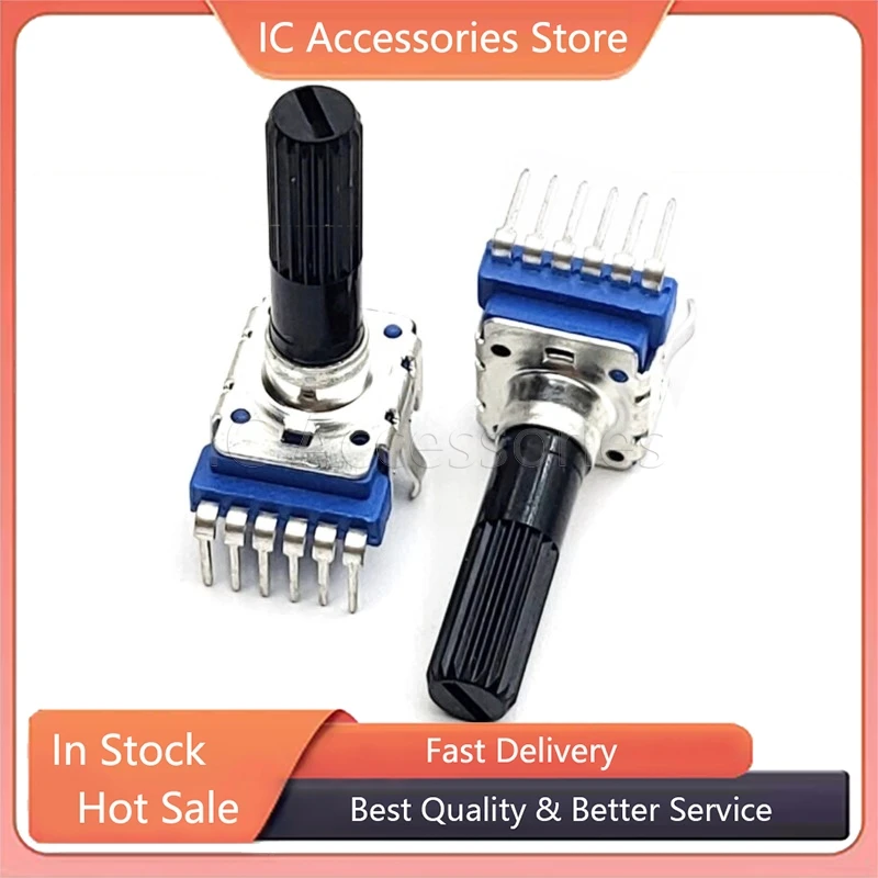 2Pcs RK12 Type Duplex 6Pin B10K B20K B50K B100K Flower Shaft 23MM Power Amplifier Volume Potentiometer