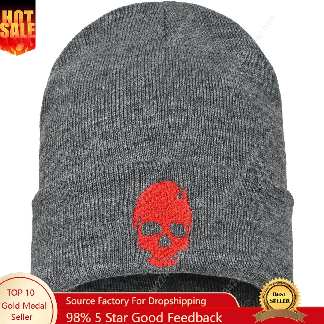 

Embroidered Beanie for Men Women Stretch Knited Winter Hat Warm Cuffed Skeleton Hat Skull Cap