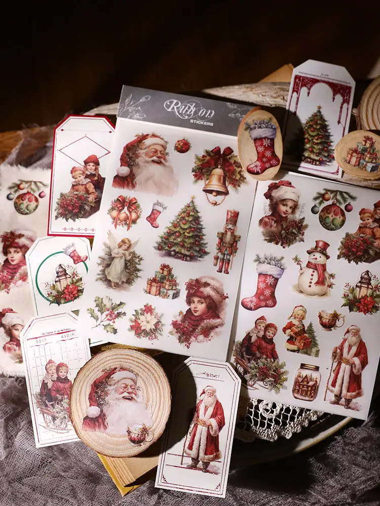 2pcs/bag Christmas Transfer Paper Scratch Music Stickers Ledger Stickers DIY scrapbooks Happy Plans Decorative Materials