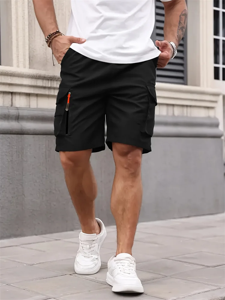 

Мужские шорты-карго 2026 Streetwear, быстросохнущие, с множеством карманов на молнии, дышащие, на шнурке, повседневные, для подростков, в стиле хип-хоп