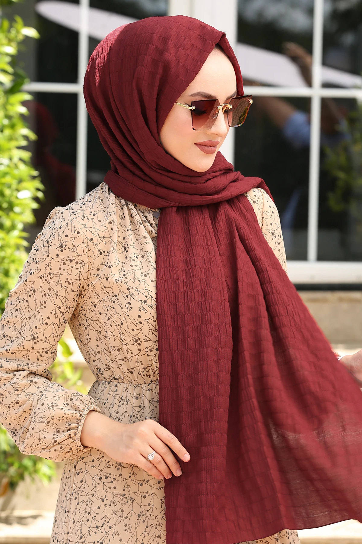 Seedling Shawl E-Burgundy Winter Autumn 2021 Muslim Women Hijab headscarf Islamic Turkey