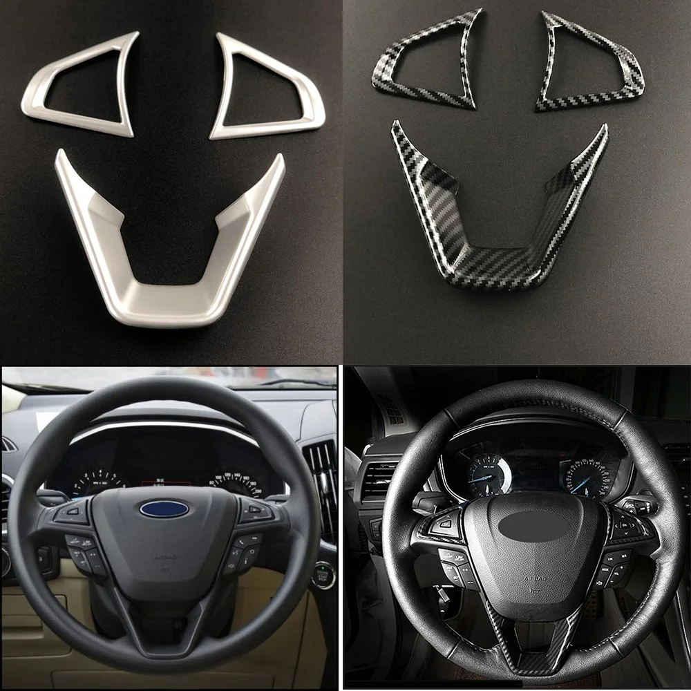 Car Carbon Fiber Texture Steering Wheel Cover Fit for Ford Fusion Mondeo Edge 2013 2014 2015 2016 2017 2018 2019