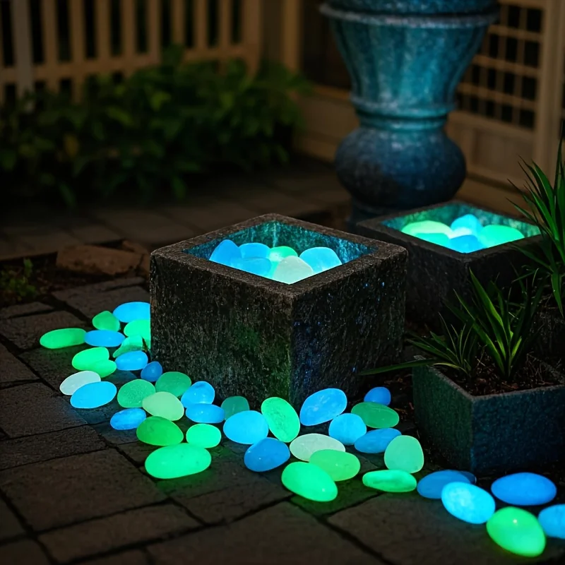 

2201pcs Glow-in-the-Dark Pebbles - Color，Reusable Garden Decoration，for landscape、Wedding、Party、Festivals and aquariums - Outdoo