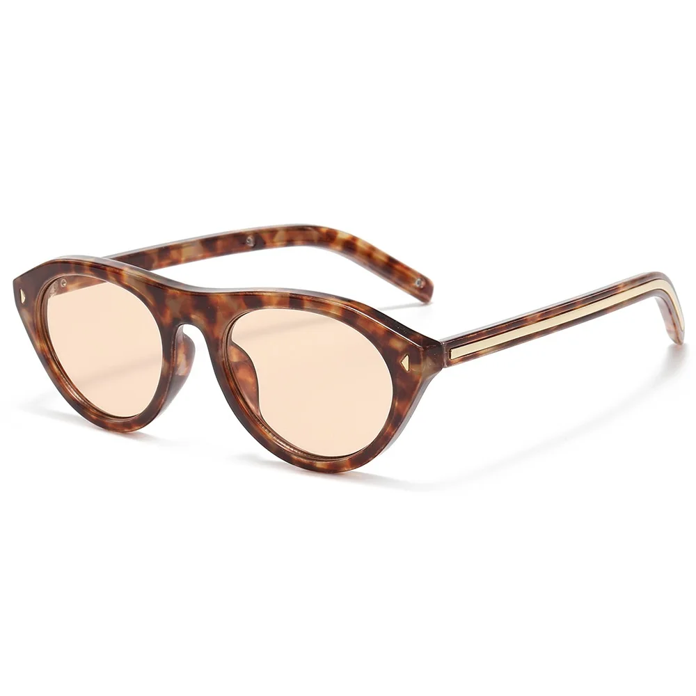New Cat Eye Sunglasses Women Fashion Ins Blogger Oval Sun Glasses Arrival Designer  Rivets Young Line Shades