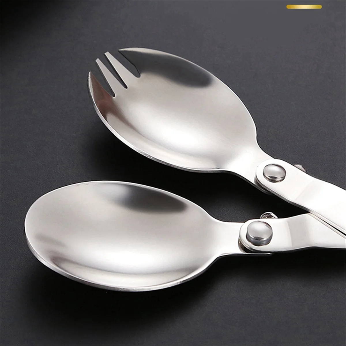 Cuchara plegable de acero inoxidable A71P, cubiertos de viaje al aire libre, cuchara plegable giratoria portátil, tenedor, Mini cuchara pequeña