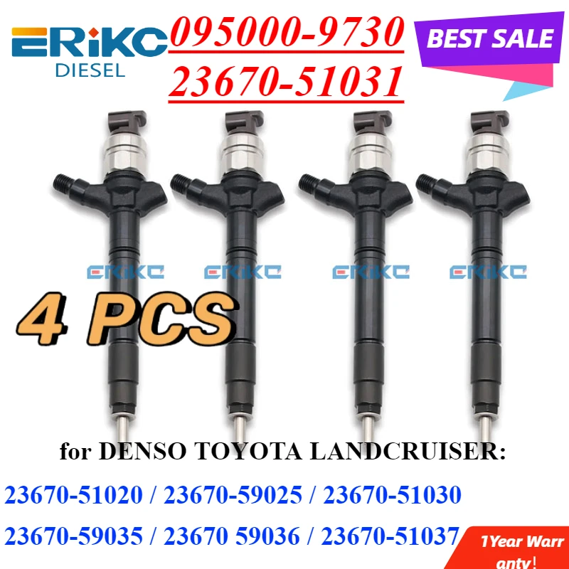 

4PC 095000-9730 23670-51031 Auto Diesel Injector 095000-9731 For TOYOTA LANDCRUISER V8 200 SERIES 1VD-FTV 23670-59036