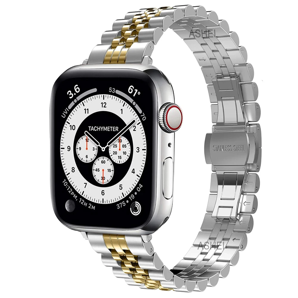 Correa fina para apple watch 9, 8, 6, 5, se, 7, 45mm, 41mm, 44mm, 40mm, 42mm, 38mm, ultra 2, 49mm, bandas finas de acero inoxidable para iwatch de