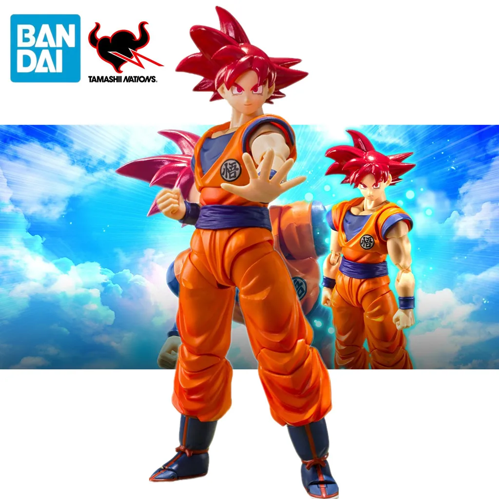 Original BANDAI S.H.Figuarts Dragon Ball Z Anime Figure Red Hair Son GOKU Action Figurine Super Saiyan PVC Model Collection Doll