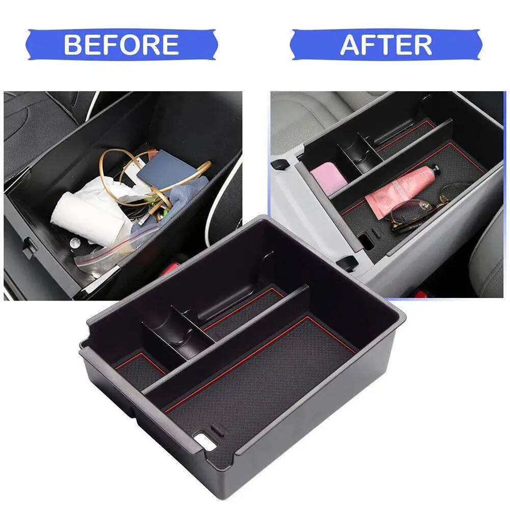 Center Console Organizer Tray For Hyundai Tucson NX4 Limited 2022 Car Central Armrest ABS Secondary Storage Box