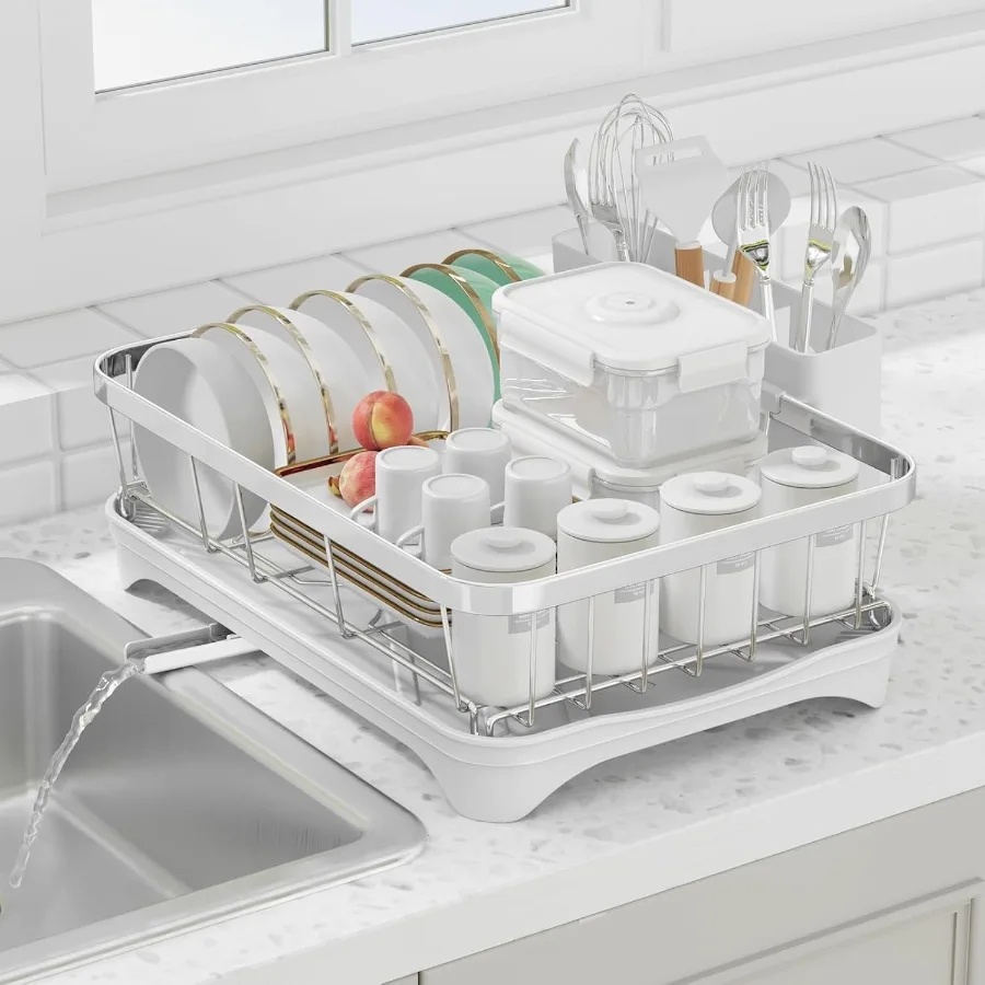 

Dish Drying Rack 304 Stainless Steel Dish RacksAdjustable Spout AutoDraining Dish Drainers for Kitchen Counter Large Capacity D