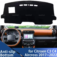 Cubierta del tablero para evitar la luz, alfombrilla antideslizante y antisuciedad, parasol, protección para Citroen C3 C4 Aircross 2017 ~ 2022, LHD RHD
