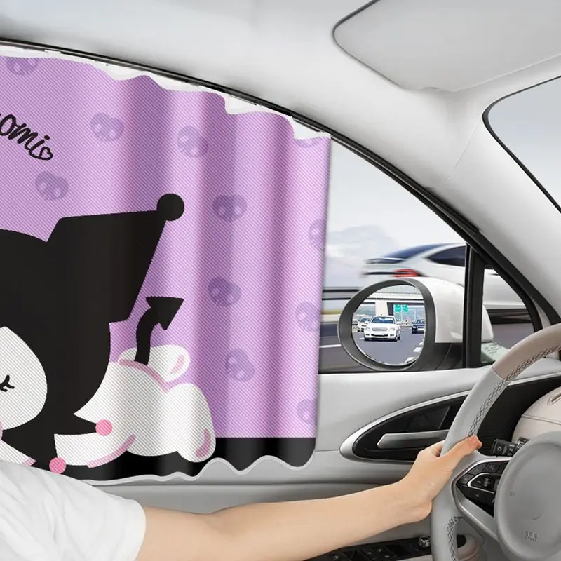 Sanrio track curtain sunshade Kuromi slide rail baby blackout blind sun protection thermal insulation side window rear curtain