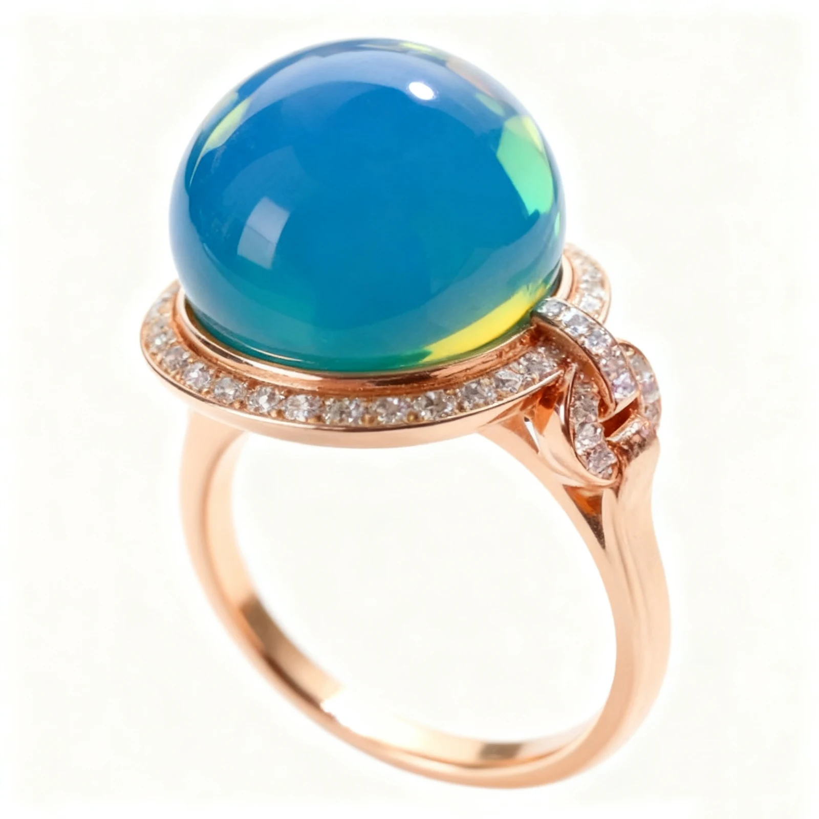 

Women's Baltic AmberRing14mmNatural Baltic AmberSterlingSilver RoseGold Plated TwistedShankSide StonesRomantic Love Gift for Her