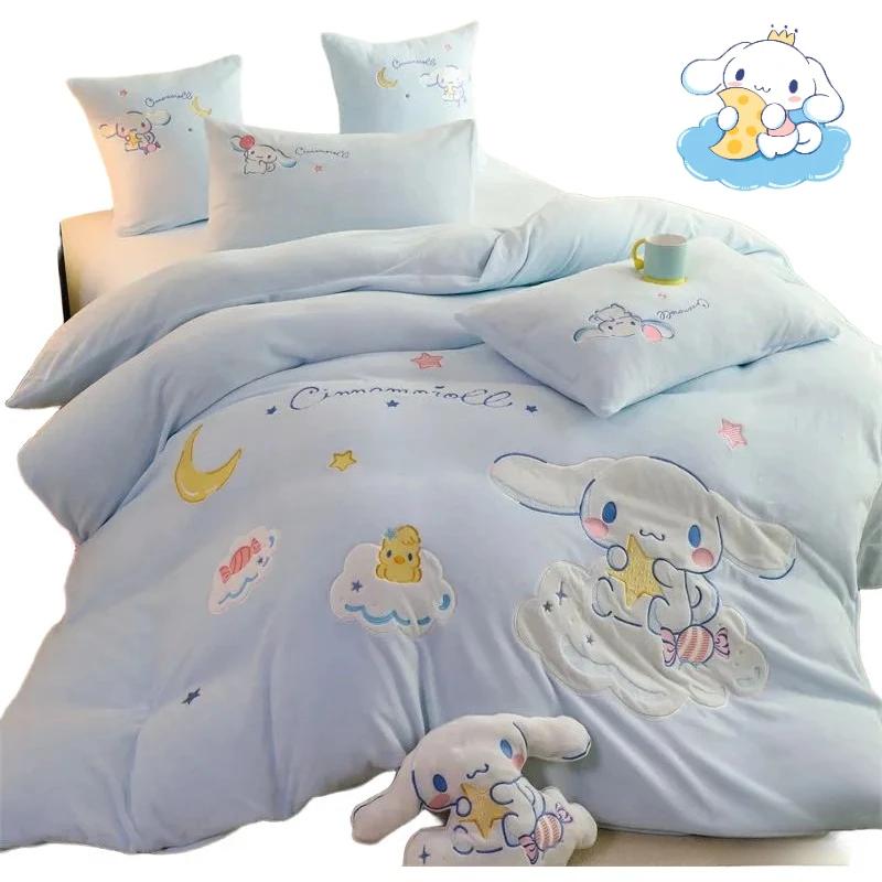 

Sanrio Cinnamoroll blue pure desire style cartoon cute bedding creative winter warm sheet duvet cover four-piece set gift