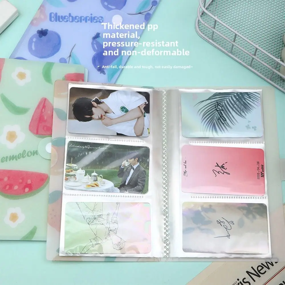 Transparent PVC 120 Slots Card Album 120 Slots 3 Inch Size Transparent PVC Album DIY Fruit Design 3 Inch Storage Album