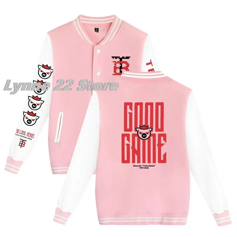 

New 2023 Technoblade Merch 2D Game Print Baseball Uniform Men Women Oversized Bomber Jackets Streetwear Cardigan Outerwear Coats