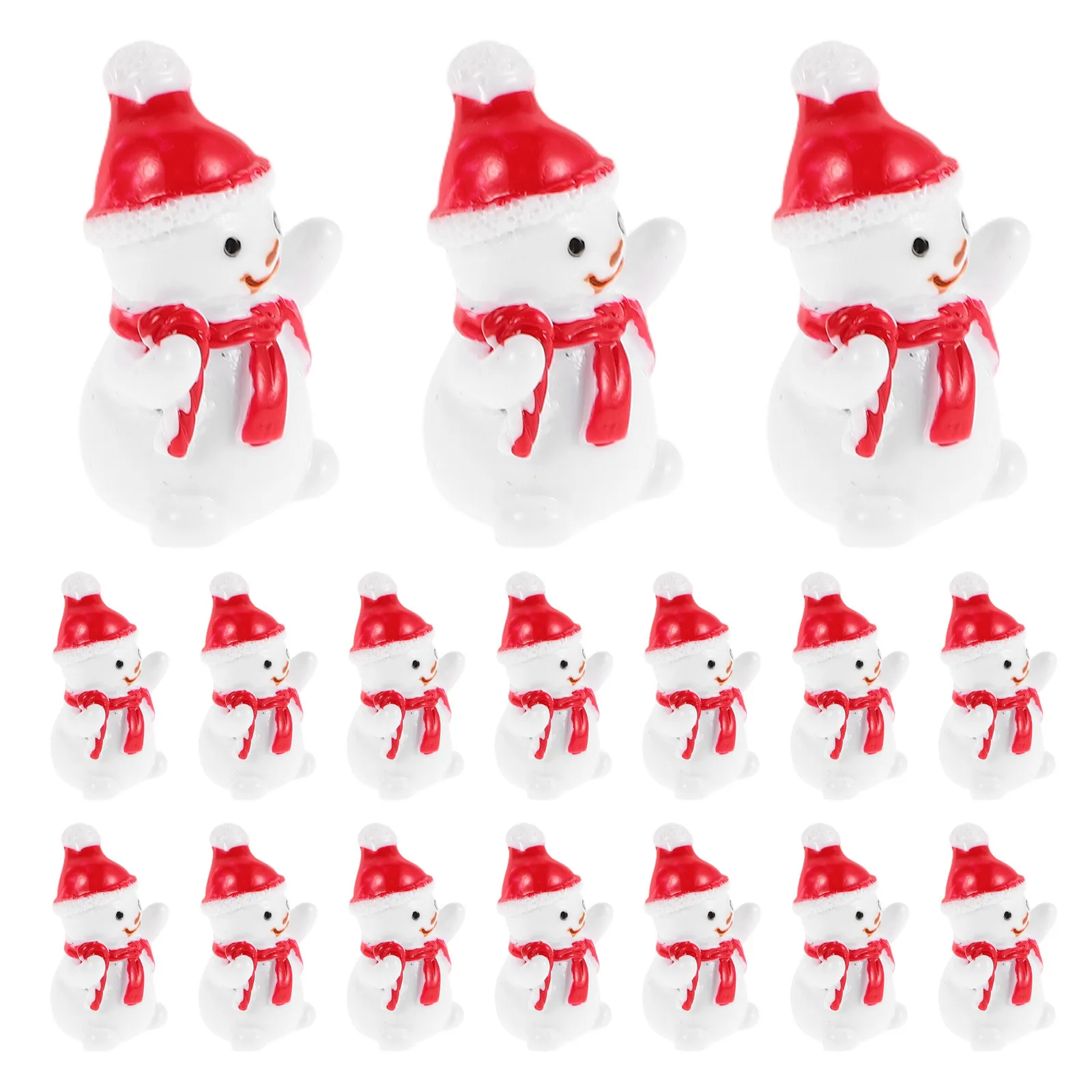 

20Pcs Christmas Resin Snowman Miniatures Festive Craft Decor for Birthday Party Supplies Desktop Ornament DIY Hair Clips
