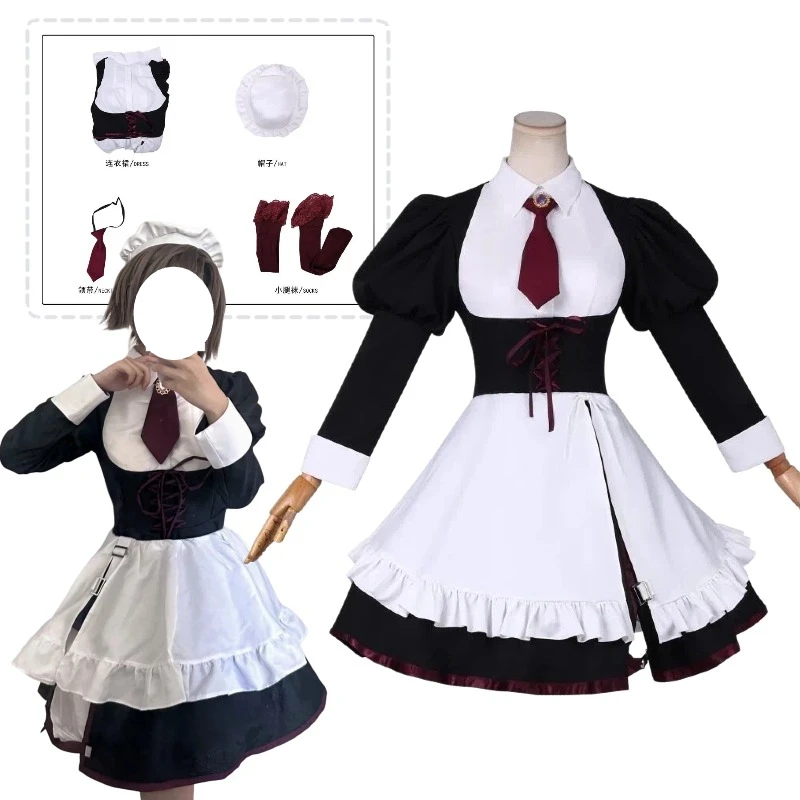 

Syanon Costume Game Yasuda Sayo Cosplay Black White Dress Maid Uniform Role Play Outfit for Women Theme Party