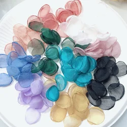 100Pcs/Bag 2cm Little Organza Rose Petals DIY Wedding Accessories Handmade Burned Edge Flowers Artifical Petals Supplies