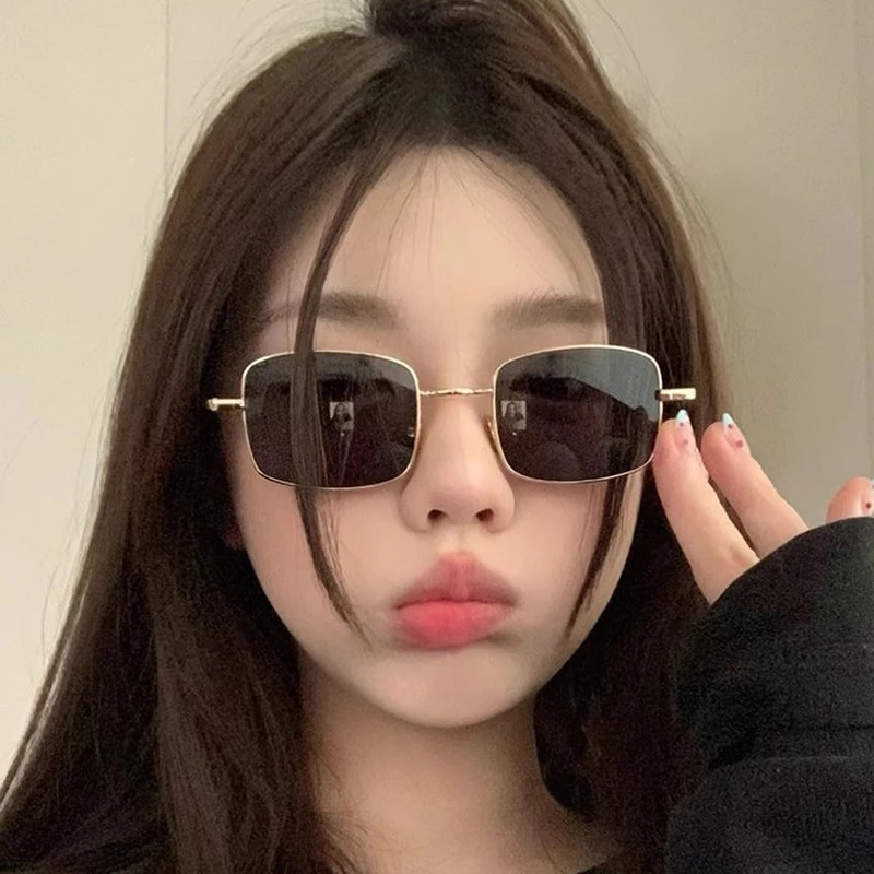 المشي لمسافات طويلة 3 قطع عالية الجودة مستطيل النساء الإطار المعدني مكافحة نظارات خمر العلامة التجارية إطار صغير ظلال للرجال الإناث النظارات