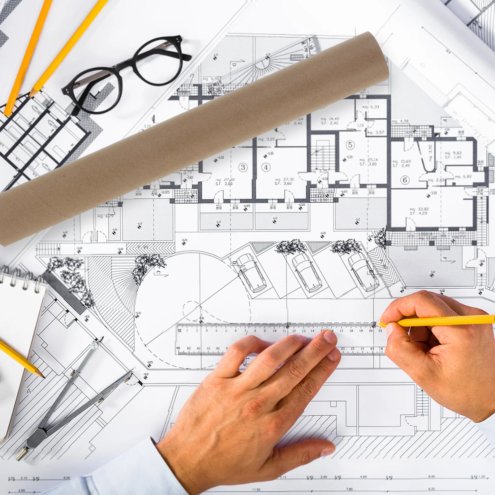 6Pcs Kraft Paper Tubes Round Cardboard Poster Tubes for Mailing Shipping Artwork Storage Calligraphy Scroll Holder