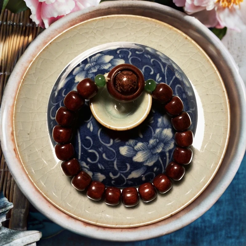 Classic Hanfu Clothings Accessories Lucky Beaded Sandalwood Bracelets With Zhaocai Jinbao Transit Ball Bead Hand Chain Charms