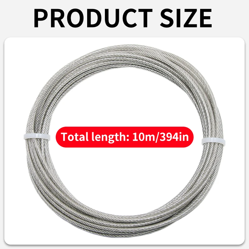 Picture 4: 10/20M 304 Stainless Steel Cable Suspension Kit with 3mm PVC Coated Cable and Double Hole Rope Clamp for Balcony Safety Rope