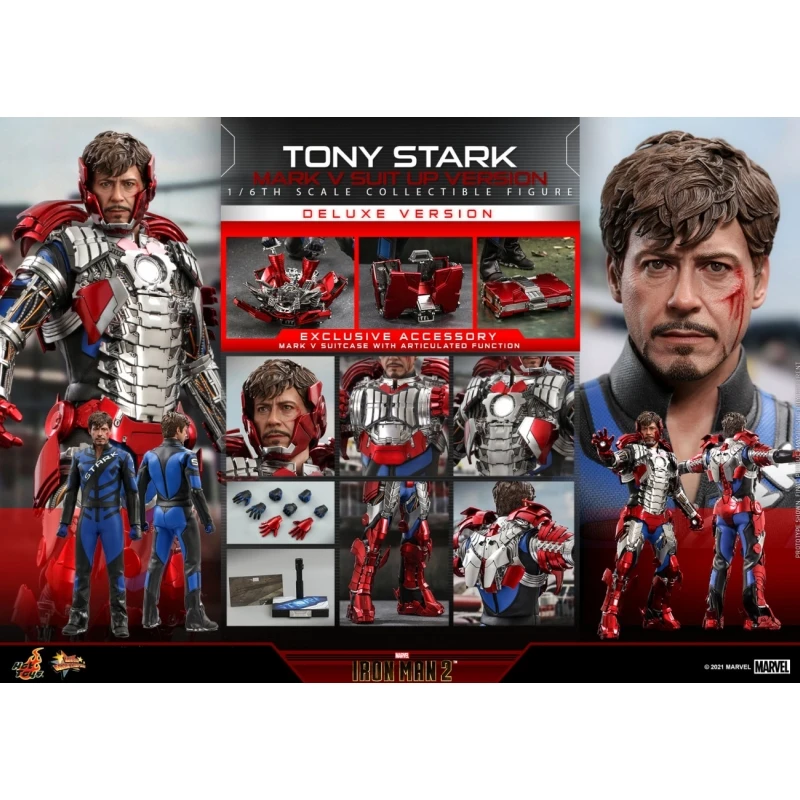 

Original Marvel Hottoys 1/6 Mms600/mms599 Deluxe Version Iron Man 2 Tony Stark Mk5 Ht Anime Collectible Model Figures Toy