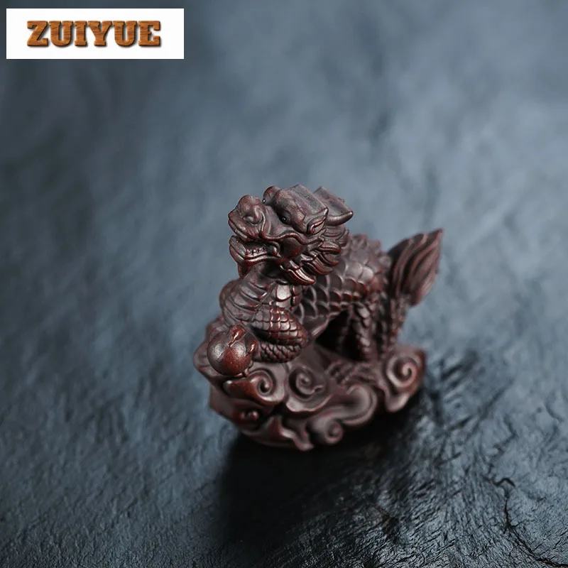 Purple Clay Auspicious Cloud Zodiac Dragon Tea Pet Vintage Flowerpot Landscaping Tea Figurine Play Toys Tea Statue Ornaments