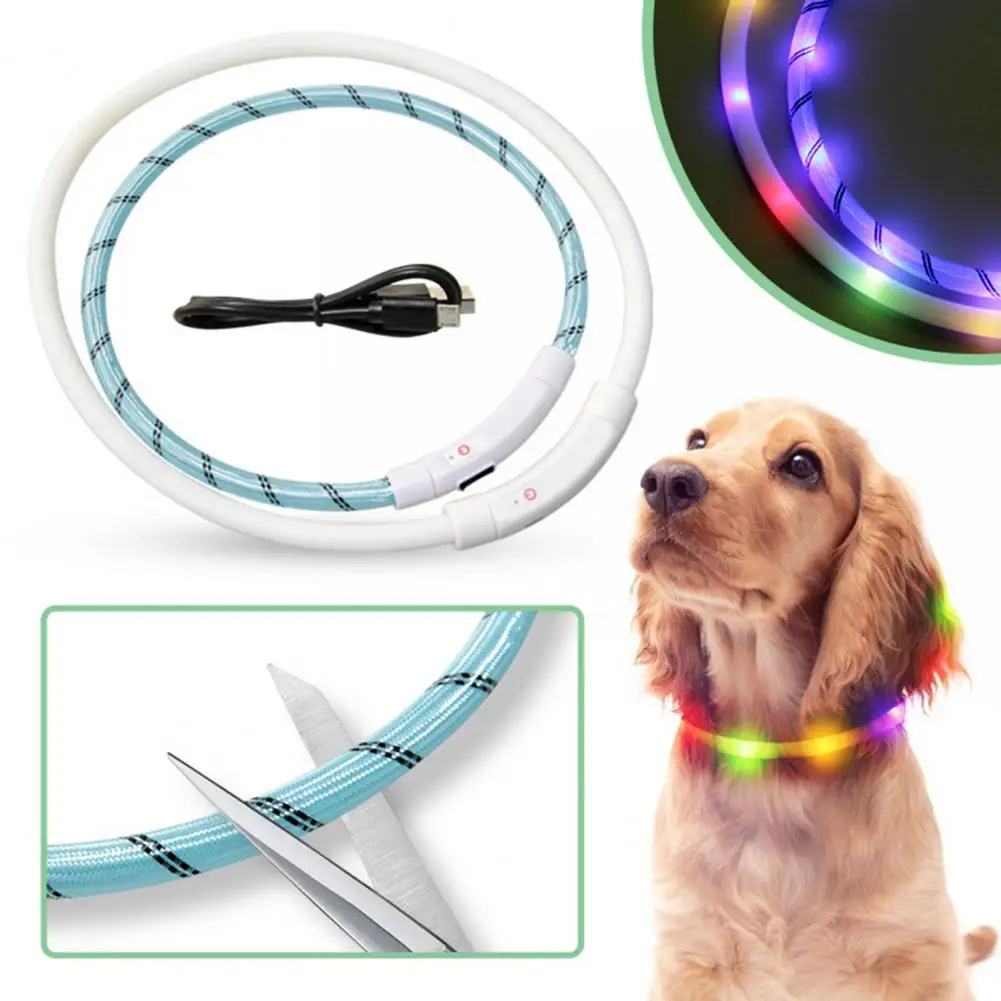 LED Dog Collar,USB Rechargeable,Light Up,Pet Collar for Night Walking,Adjustable Glitter Collars,for Small Medium Large Dogs