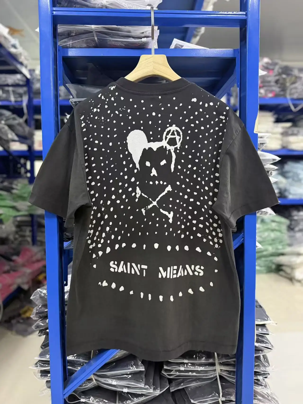 SAINT Our Lady Splashing Ink Graffiti T Shirt Men Women High Quality Tee Tops T-Shirt