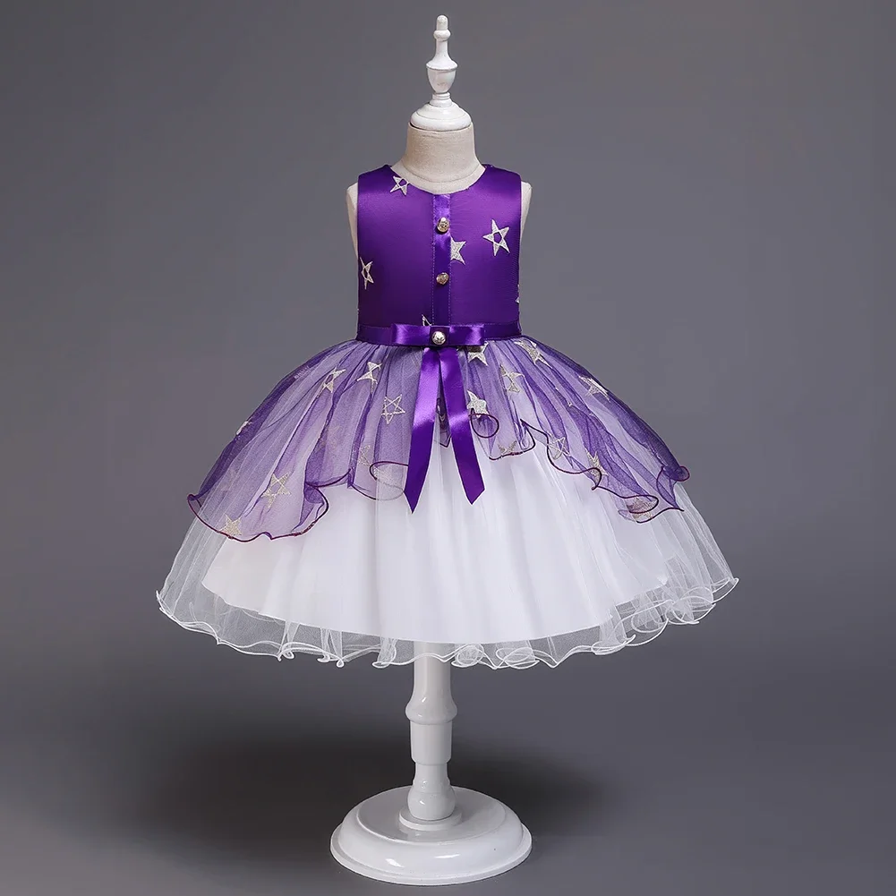 فتاة فساتين 5 ألوان 110 سنتيمتر-160 سنتيمتر الأطفال الأميرة تنورة طفل ستار الشاش Vestidos حفل زفاف أداء عيد الهالوين