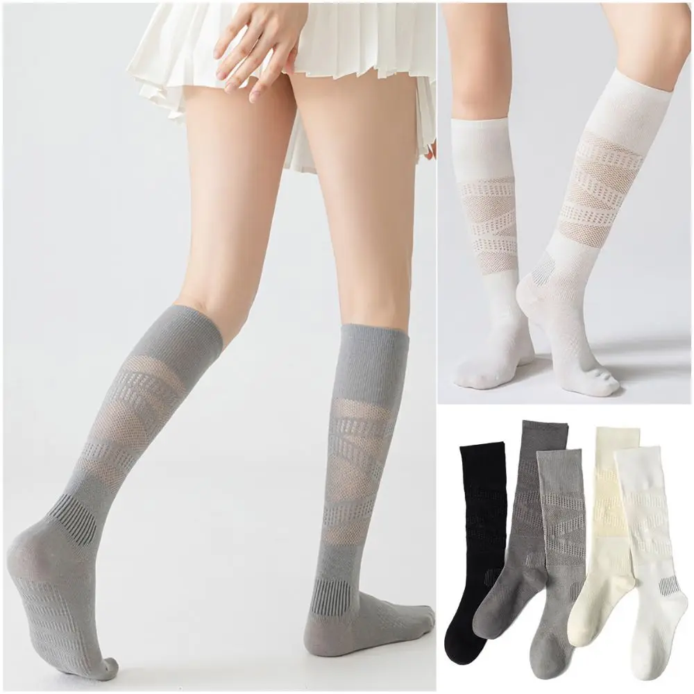 Multicolor Sports Stocking Cottoon Mesh Breathable Pressure Calf Socks Sports Support Sweat Absorbing Mesh Long Socks