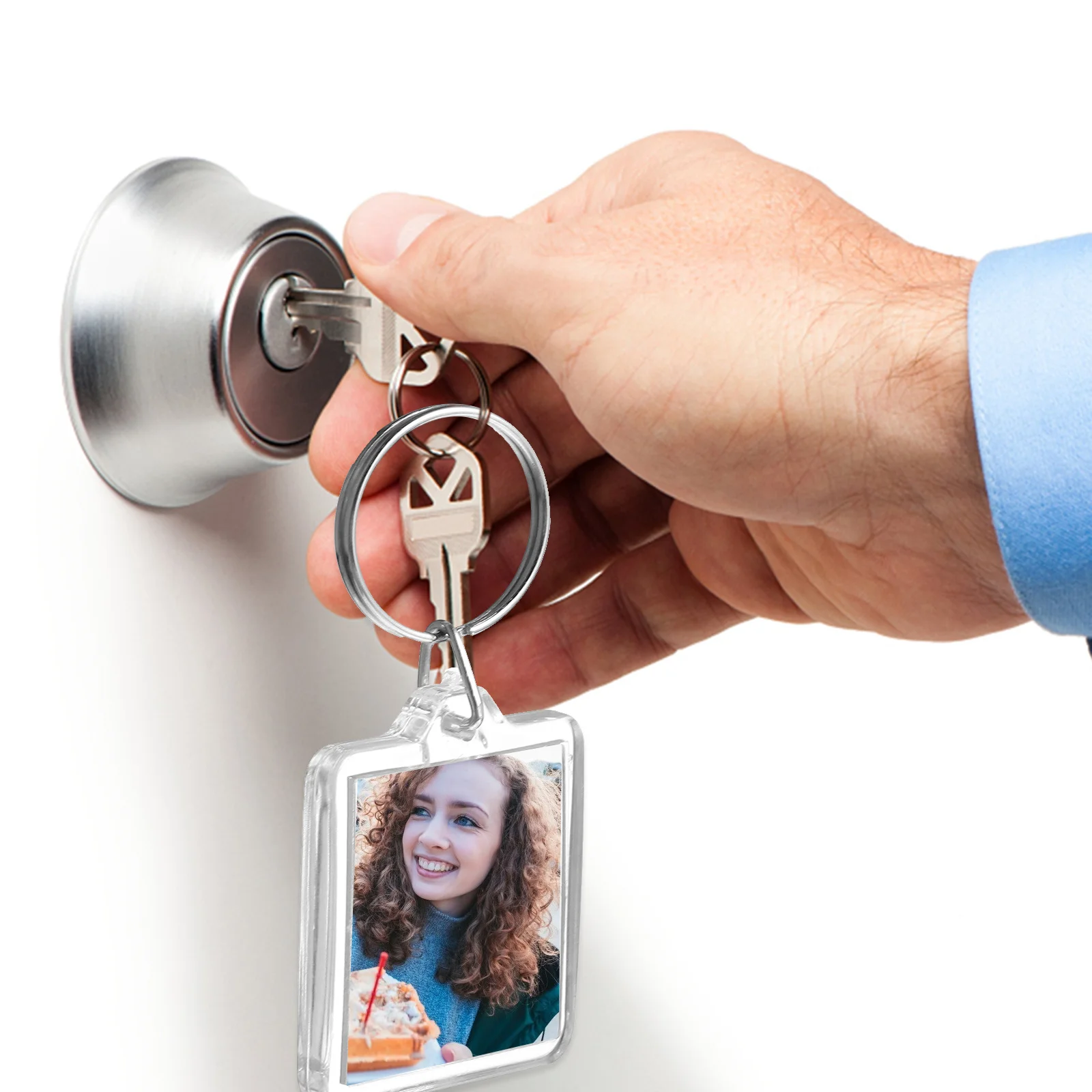 

25pcs Photo Frame Keychain Transparent Blank Insert Diy Key Ring Luggage Pendant Couple Gift Memory Accessory Decor