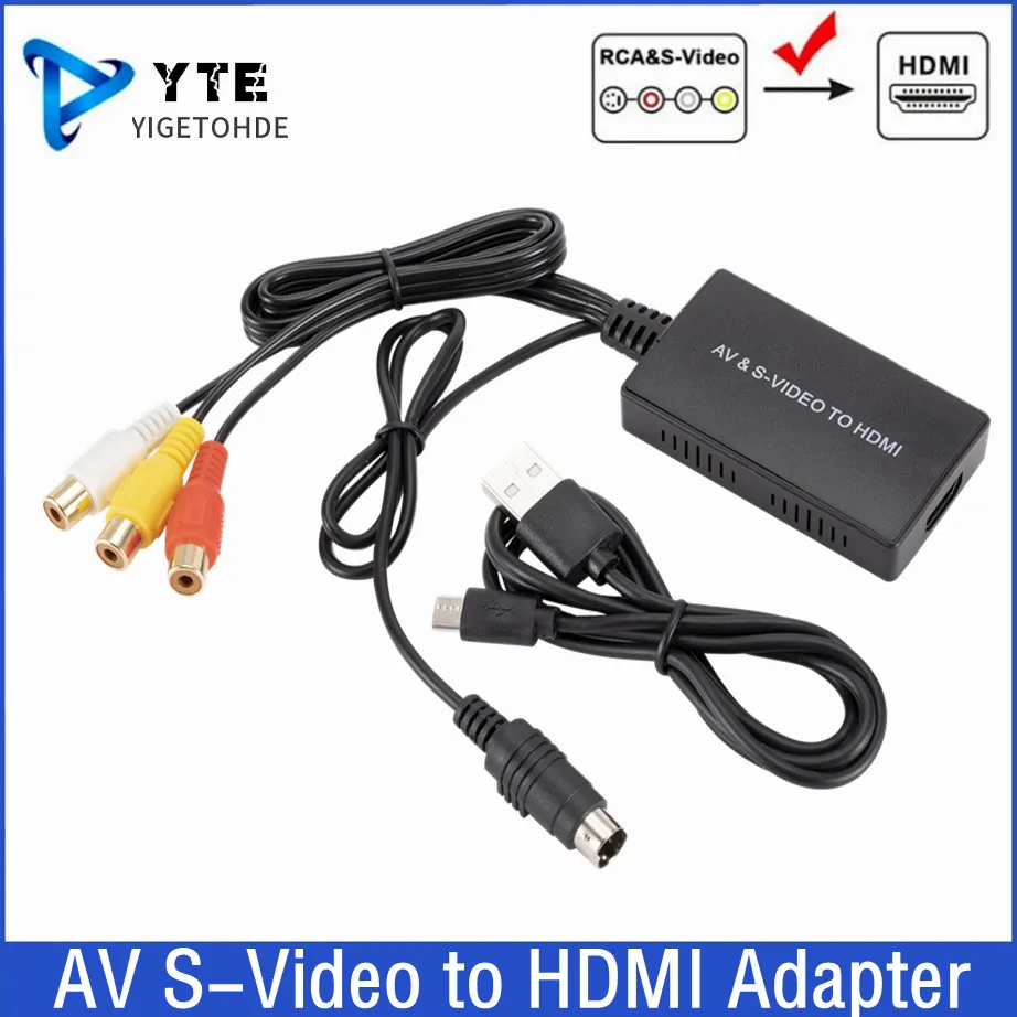 

AV S-Video to HDMI-compatible Video Converter HD 1080P RCA to HDMI-compatible Adapter For HDTV DVD STB, Compatible With PS2/ PS3