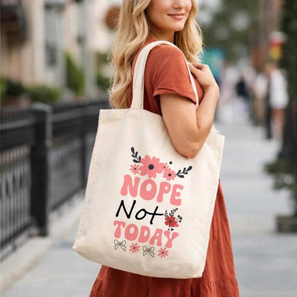 

Custom Funny Quote Tote Bag Cute Floral Printed Canvas Bag Trendy Durable Reusable Shopping Bag For Family Daily Use