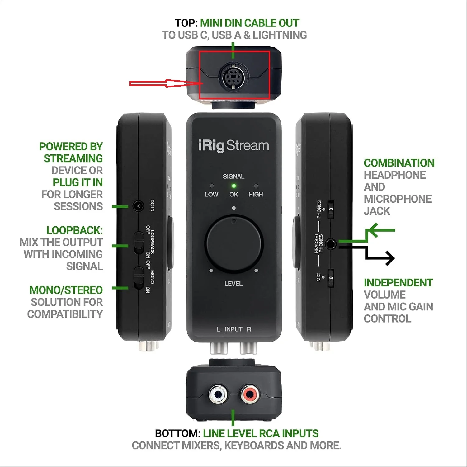 IK Multimedia iRig Stream stereo audio interface Keys 2 PRO Duo I/O USB Connection Sound Card Cable