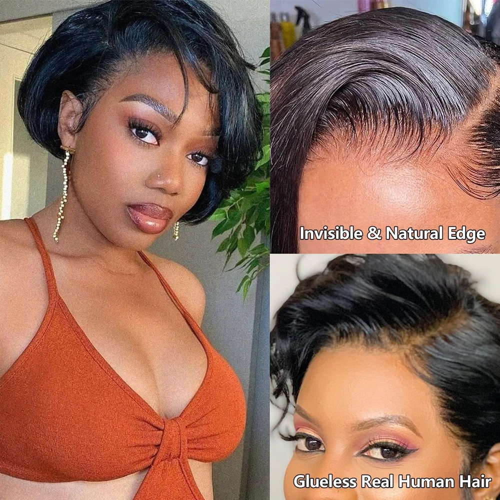 

Pixie Cut Lace Front Wigs Human Hair 13x4 Transparent Lace Short Lace Part Wigs Straight Human Hair Wigs For Black Women