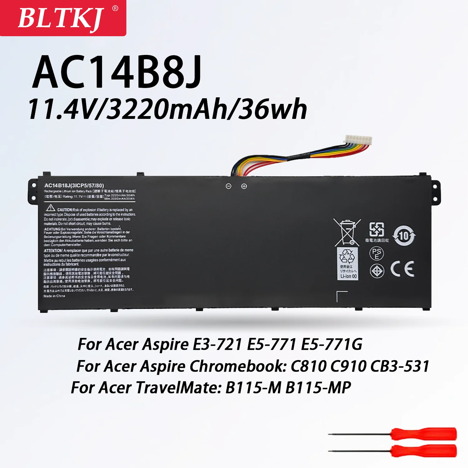 

NEW AC14B18J Laptop Battery for Acer Aspire E3-111 E3-112 E3-112M ES1-531 MS2394 B115-MP EX2519 N15Q3 N15W4 EX215-51G