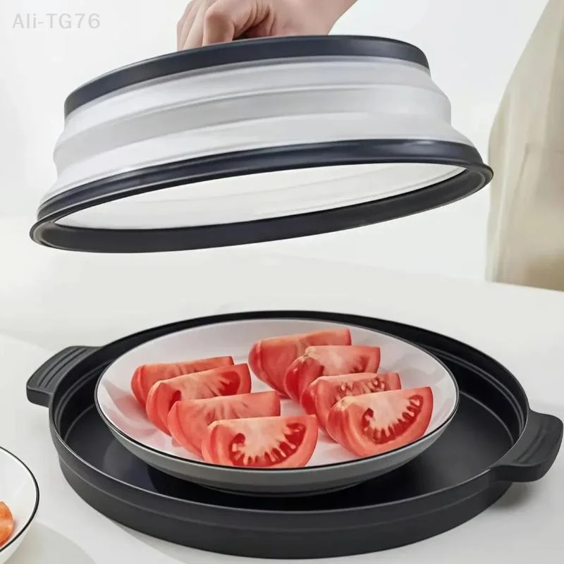[P] Microwave Food Splatter Cover Foldable Multifunction Splash Collapsible Guard Kitchen Gadget Colander For Meal Steaming Tray