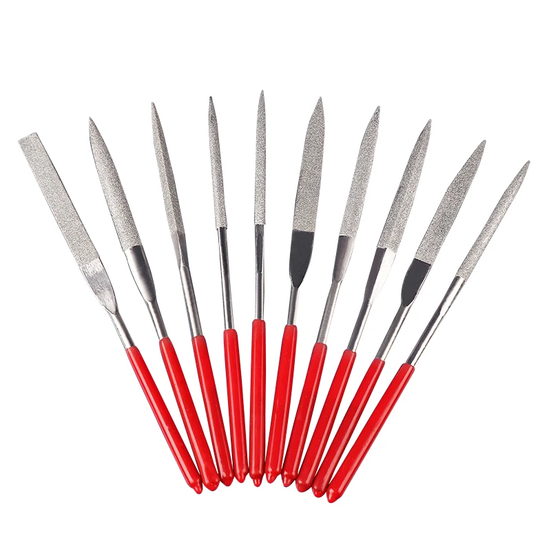 10 pieces Diamond Files Burrs Set Hand Grinding Repairing Tool for Hard Metal Mould Glass