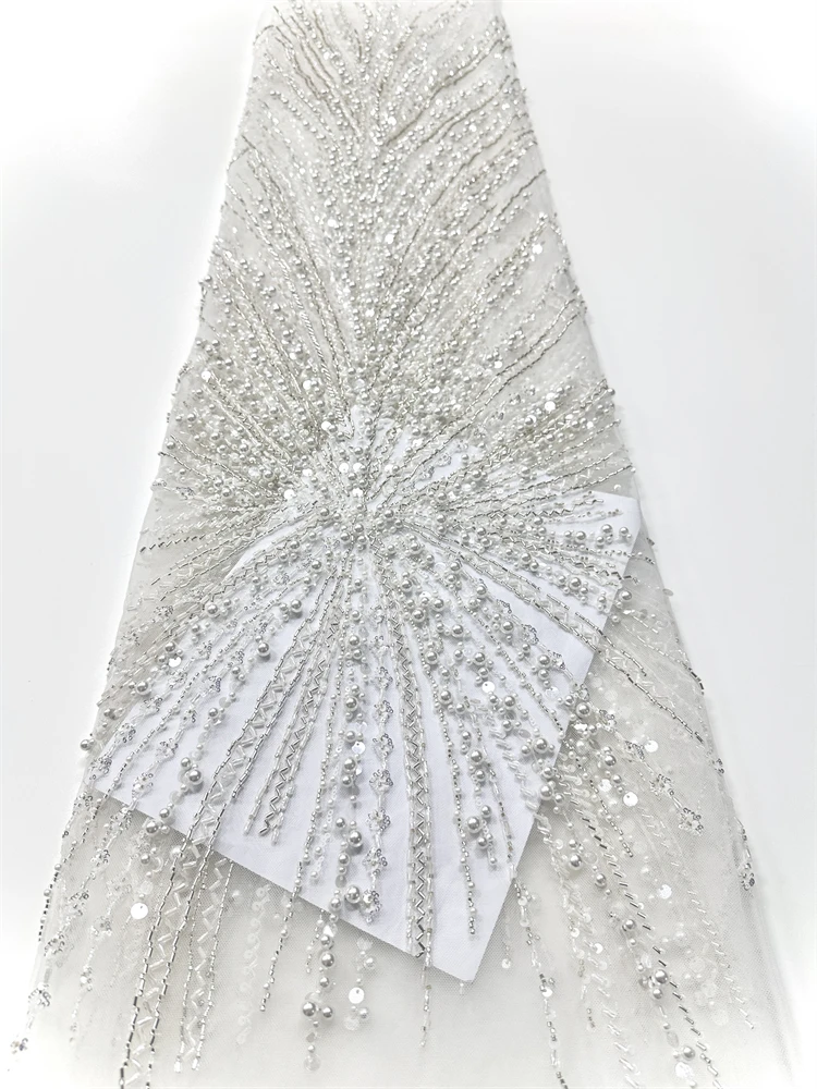 

Модная африканская нигерийская кружевная вышивка бисером, элитная роскошная французская сетчатая кружевная ткань с блестками для свадебного платья для женщин