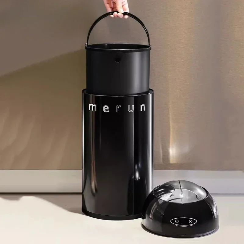 Inductive Garbage Bin Stainless Steel Trash Can Multi Functional Wheeled Waterproof Trash Bin Kitchen Bathroom Accessories