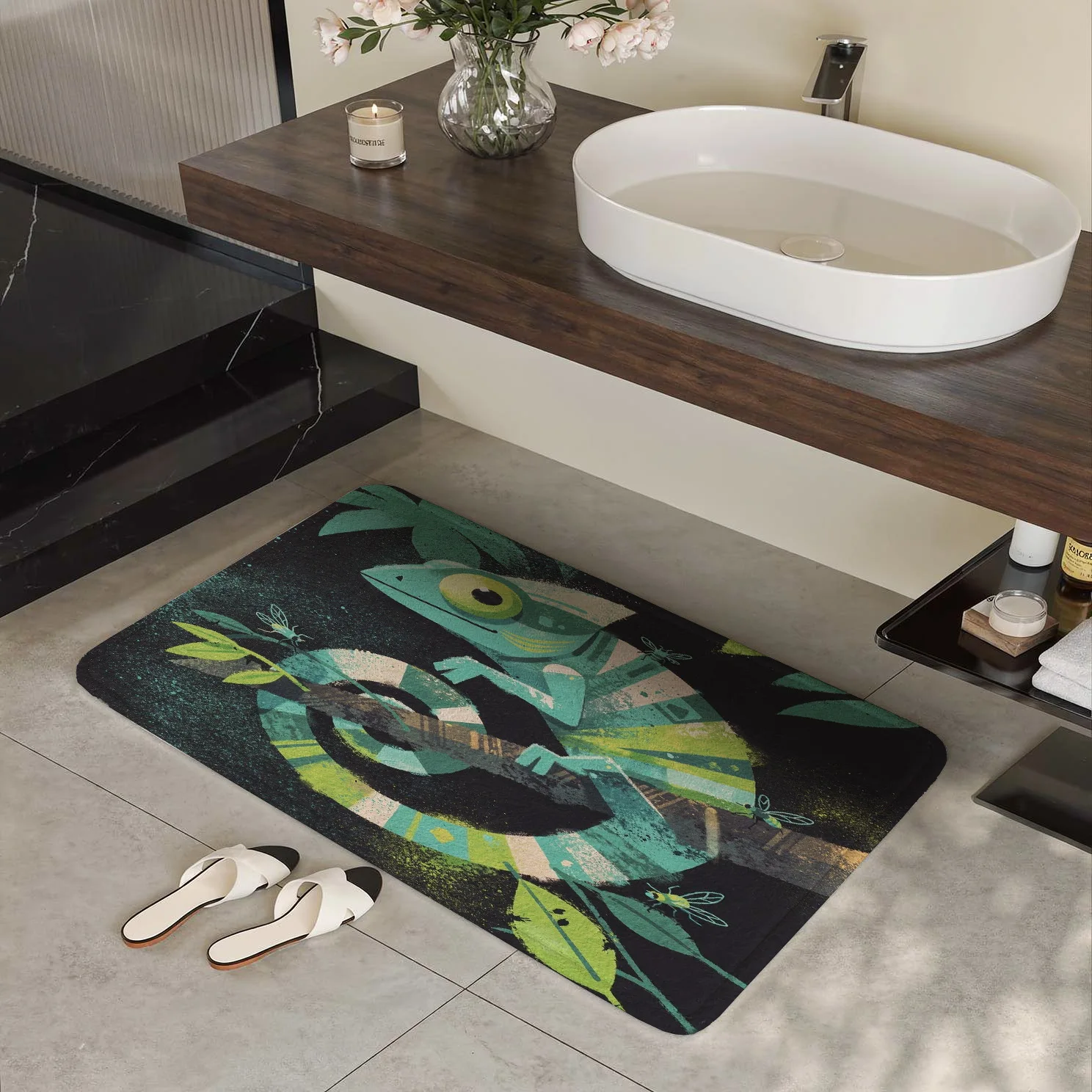 Tropical Frog Print Welcome Doormat Indoor Outdoor Entryway Rug Mat Jungle Wildlife Design Bathroom Hallway Entrance Decor Gift